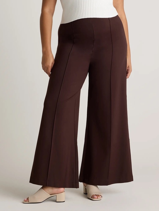 Quince Pants - Quince Ultra-Stretch Ponte Super Wide Leg Pants in Espresso Brown